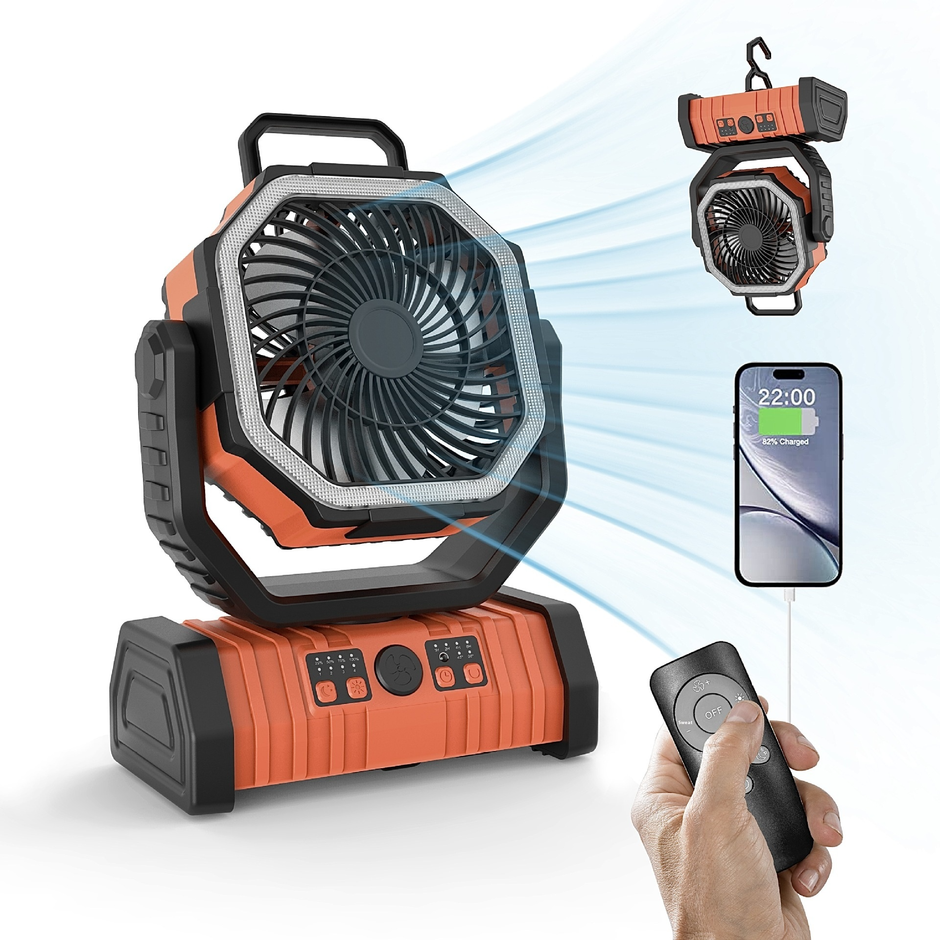 Station d'Énergie Portable avec Lampe LED et Ventilateur – Batterie Externe Multifonction pour Camping et Extérieur