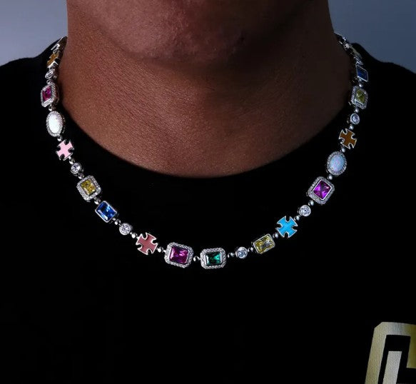 Collier Hip-Hop Plaqué Or avec Pierres Brillantes – Bijou Tendance pour Homme et Femme