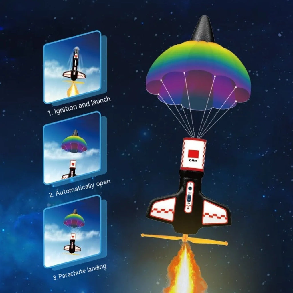 Fusée Électrique pour Enfants avec Parachute – Jouet de Lancement Spatial pour Jeux en Plein Air
