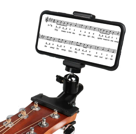 Support de Téléphone pour Guitare – Clip Réglable pour Partition, Tablatures et Enregistrement