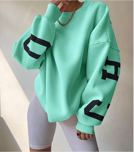Haut Femme Épais Imprimé – Sweat Décontracté à Manches Longues, Style Tendance et Confortable