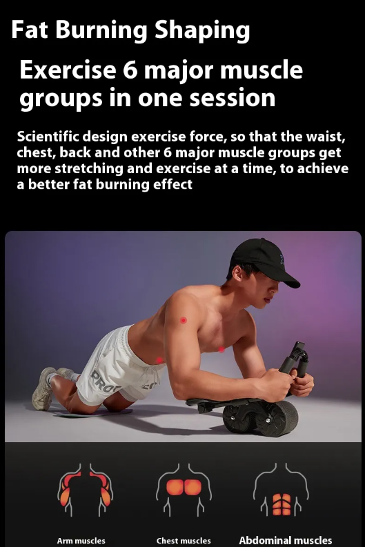 Roue Abdominale à Retour Automatique – Appareil de Musculation pour Abdominaux, Bras et Gainage