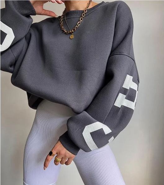 Haut Femme Épais Imprimé – Sweat Décontracté à Manches Longues, Style Tendance et Confortable