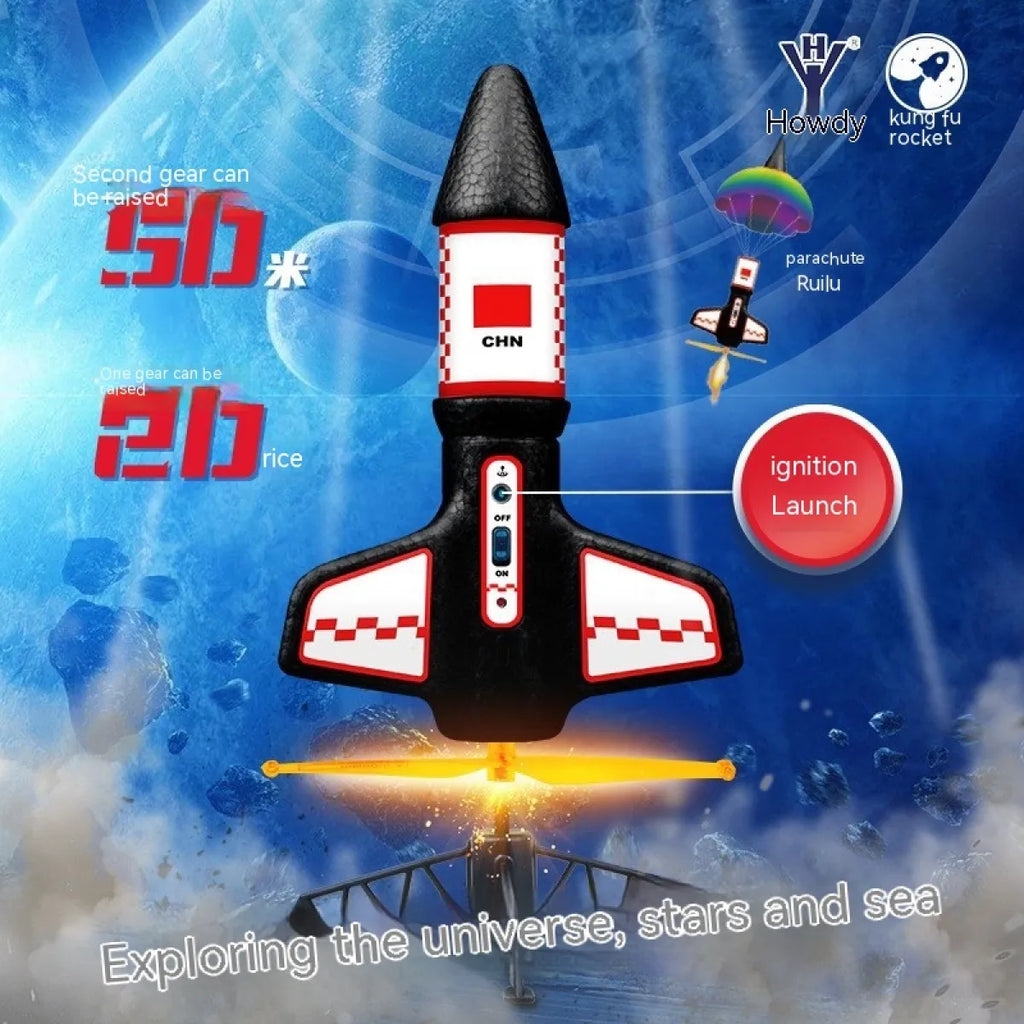 Fusée Électrique pour Enfants avec Parachute – Jouet de Lancement Spatial pour Jeux en Plein Air