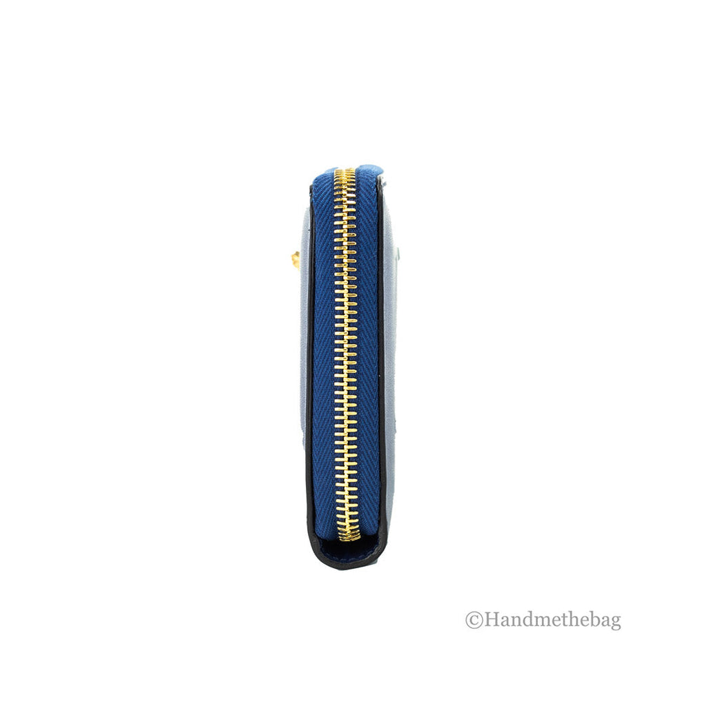Portefeuille Continental en Cuir Bleu Marine – Style Méduse, Élégant et Spacieux