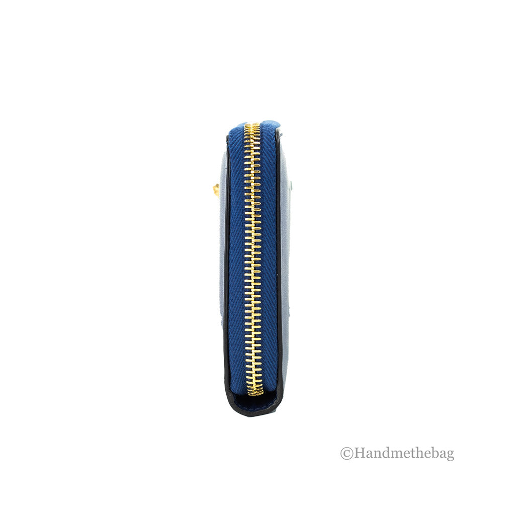 Portefeuille Continental en Cuir Bleu Marine – Style Méduse, Élégant et Spacieux
