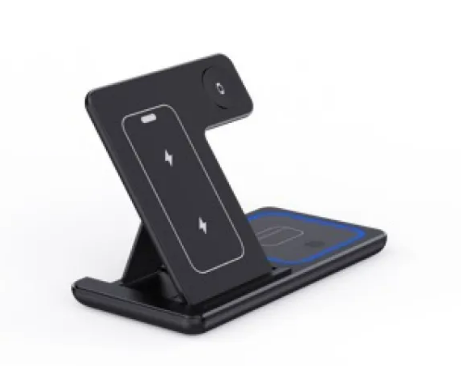 Chargeur Sans Fil 3-en-1 Pliable 15W – Station de Charge Rapide LED pour Smartphone, Montre Connectée et Écouteurs
