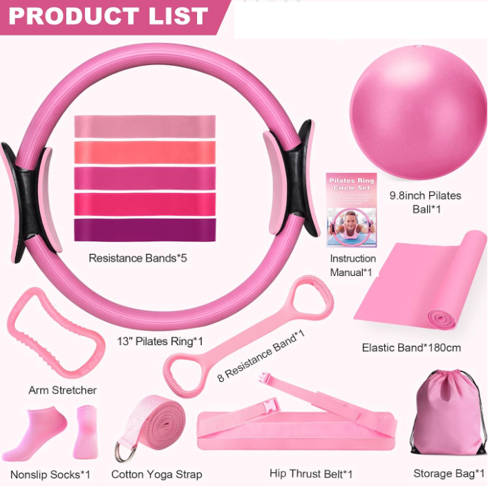 Kit Yoga & Pilates 13 Pièces – Ensemble Complet d’Accessoires de Fitness pour Entraînement à Domicile