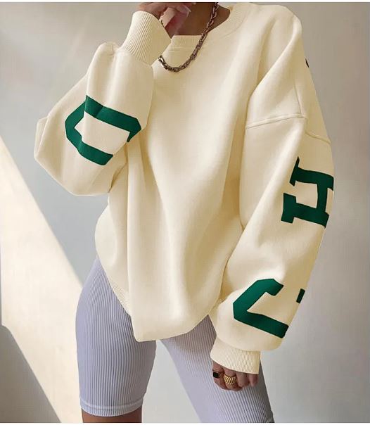 Haut Femme Épais Imprimé – Sweat Décontracté à Manches Longues, Style Tendance et Confortable