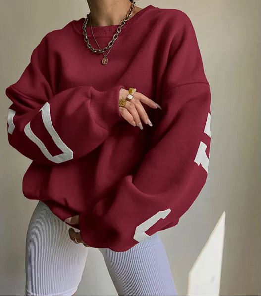 Haut Femme Épais Imprimé – Sweat Décontracté à Manches Longues, Style Tendance et Confortable