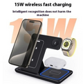 Chargeur Sans Fil 3-en-1 Pliable 15W – Station de Charge Rapide LED pour Smartphone, Montre Connectée et Écouteurs