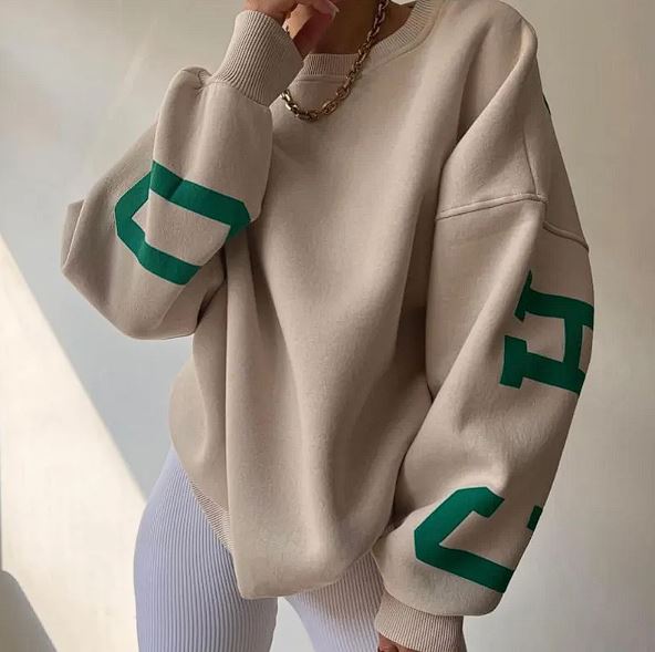 Haut Femme Épais Imprimé – Sweat Décontracté à Manches Longues, Style Tendance et Confortable