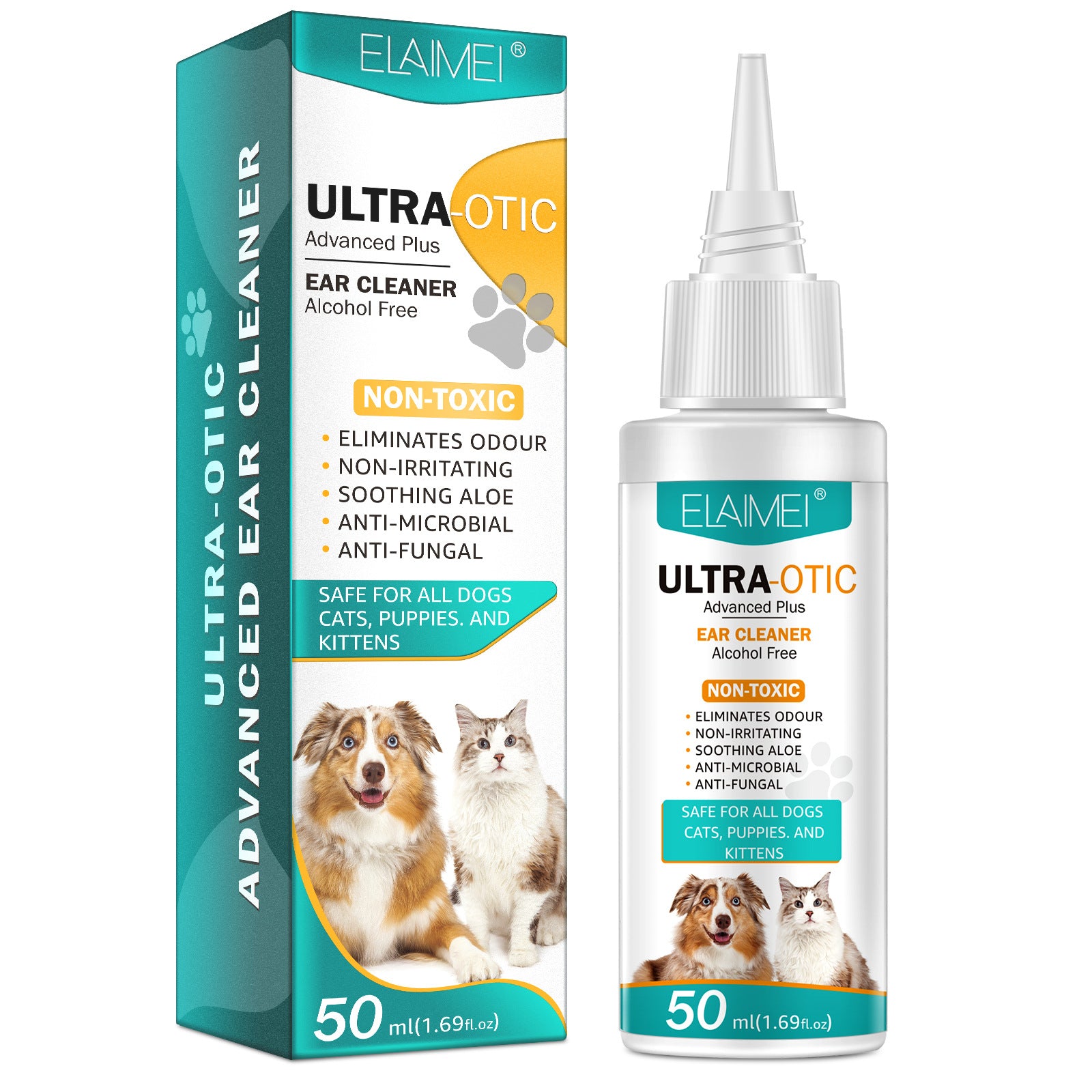 Nettoyant pour Oreilles d’Animaux 50 ml – Solution Douce pour Chiens et Chats