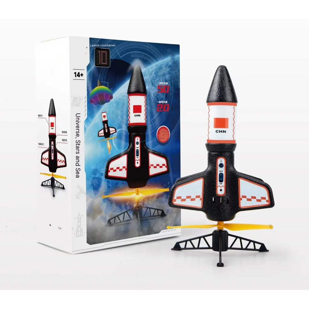 Fusée Électrique pour Enfants avec Parachute – Jouet de Lancement Spatial pour Jeux en Plein Air