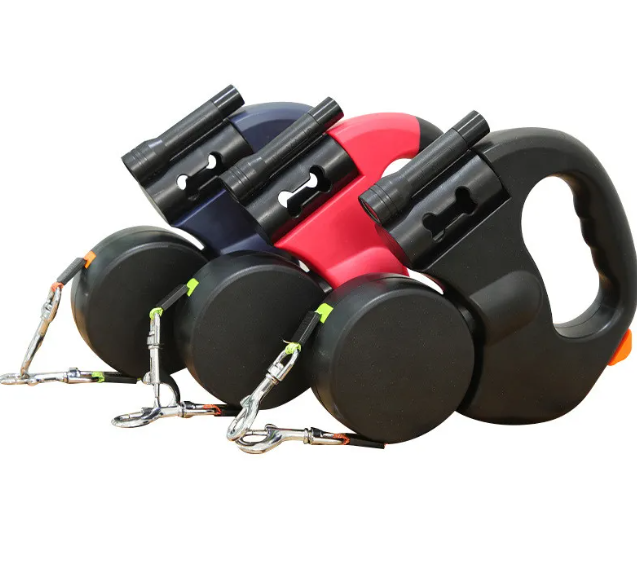 Laisse Double Automatique pour Chiens – Laisse Rétractable 2-en-1 pour Promenade de Deux Chiens