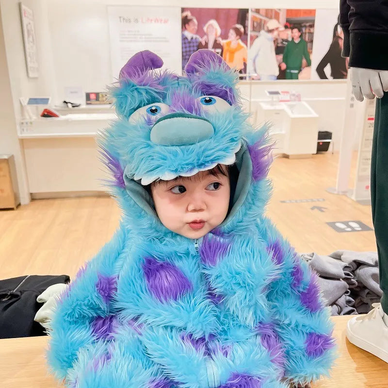 Combinaison Bébé à Capuche avec Fermeture Zippée – Motif Animal, Douce et Confortable