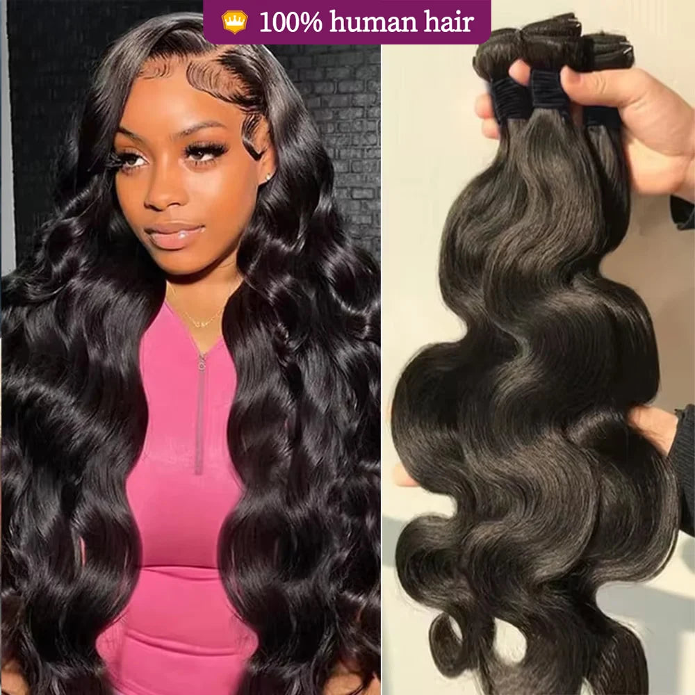 Tissage Body Wave 100 % Cheveux Humains Brésiliens – 12 à 32 Pouces