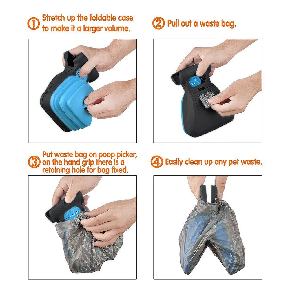 Pelle à Déjections Pliable pour Chien – Ramasse-Crottes de Voyage avec Rouleau de Sacs Biodégradables