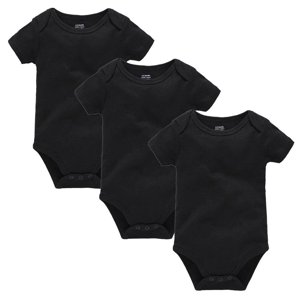 Lot de 3 ou 5 Bodies Bébé en Coton – Manches Courtes, Unis, Doux et Confortables, 0 à 24 Mois