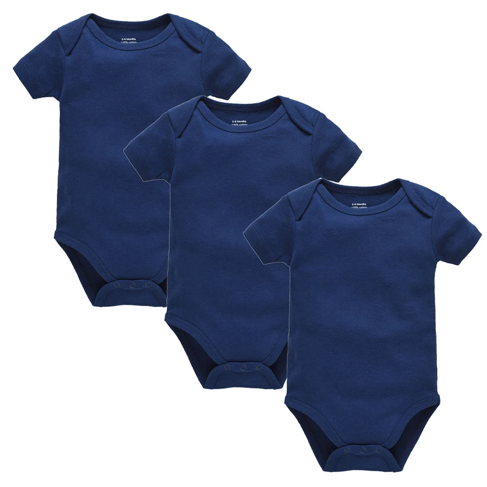 Lot de 3 ou 5 Bodies Bébé en Coton – Manches Courtes, Unis, Doux et Confortables, 0 à 24 Mois