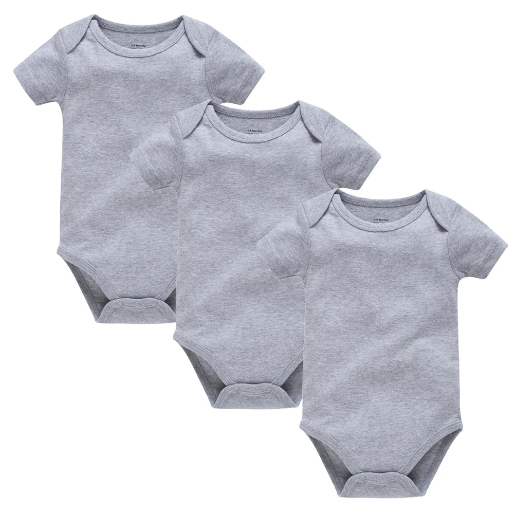 Lot de 3 ou 5 Bodies Bébé en Coton – Manches Courtes, Unis, Doux et Confortables, 0 à 24 Mois