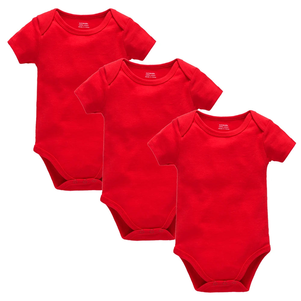 Lot de 3 ou 5 Bodies Bébé en Coton – Manches Courtes, Unis, Doux et Confortables, 0 à 24 Mois