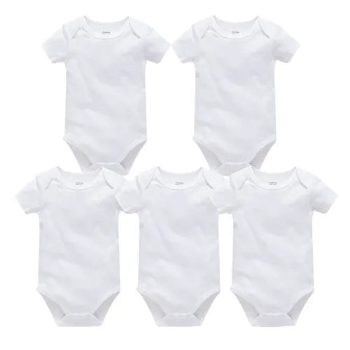 Lot de 3 ou 5 Bodies Bébé en Coton – Manches Courtes, Unis, Doux et Confortables, 0 à 24 Mois