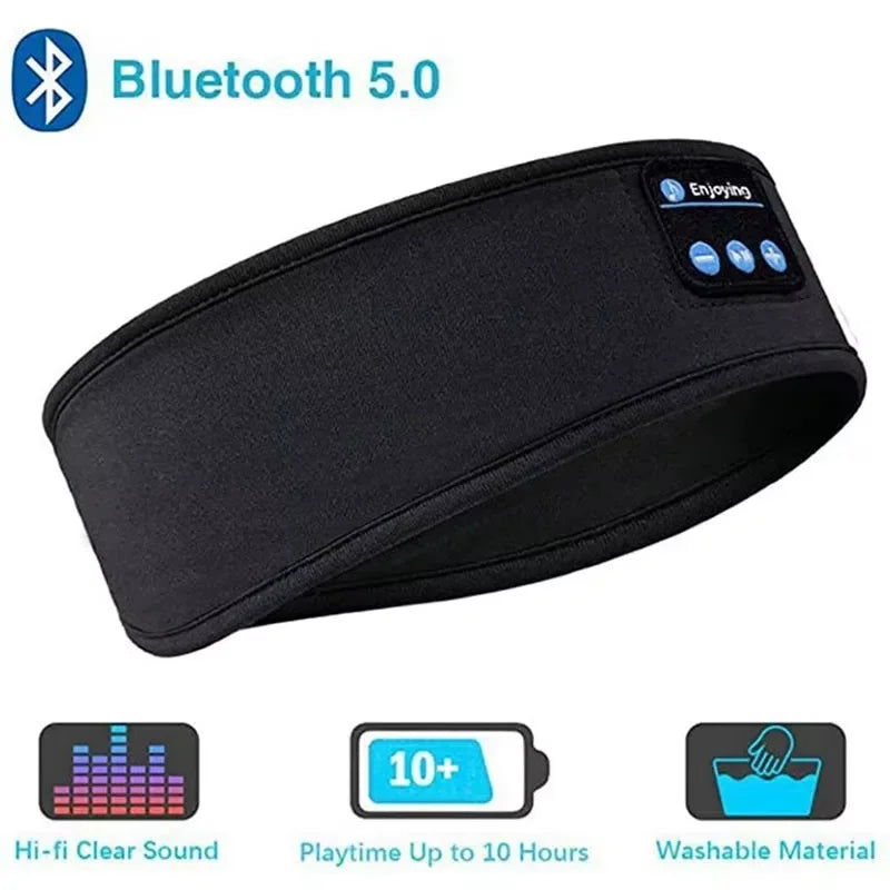 HOMEFISH Bandeau Bluetooth avec Écouteurs Sans Fil – Masque de Sommeil, Casque Audio Sport, Confortable pour Dormir, Voyager et Faire du Sport