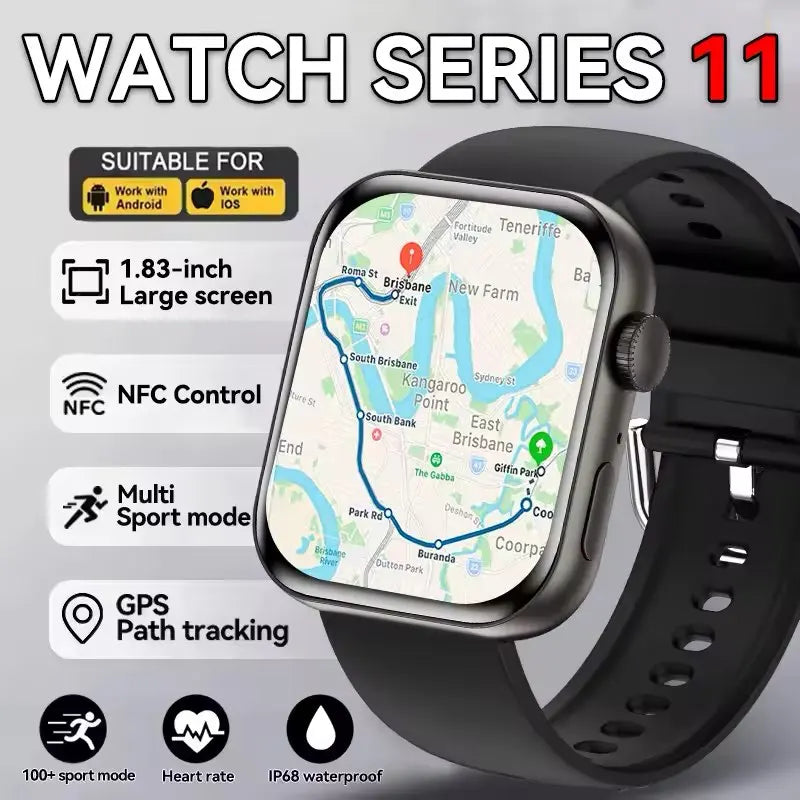 Montre Connectée GPS Série 10 – Appels Bluetooth, Musique & Vidéo, NFC, Étanche, Suivi Santé, Compatible Android & iOS