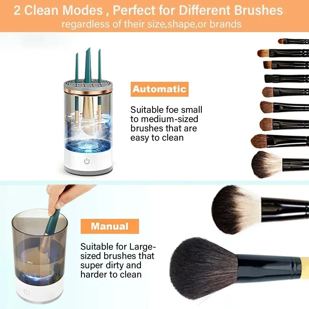 Nettoyeur électrique de pinceaux de maquillage 3-en-1 USB – Lavage et séchage rapide