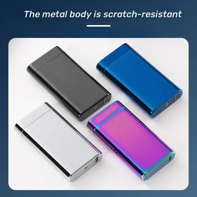 Briquet Électrique à Arc Rechargeable USB-C – Briquet Coupe-Vent en Métal avec Écran LED, Allume-Bougie et Allume-Cigarette Portable