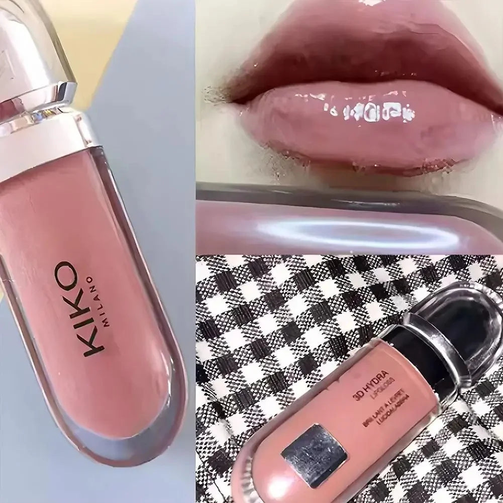 Gloss à Lèvres Effet Miroir 3D – Waterproof, Longue Tenue, Anti-Transfert, Finition Brillante, Teinte Rouge Rosé