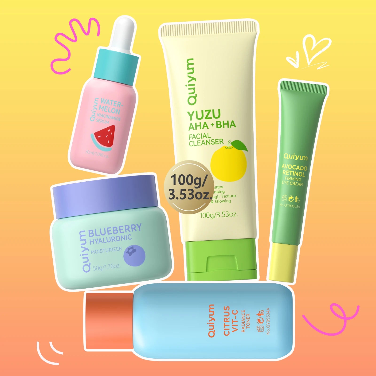 Coffret de Soins Visage 5 Pièces – Hydratant, Éclat, Anti-Âge, Soin Complet pour Peaux Sèches et Ternes