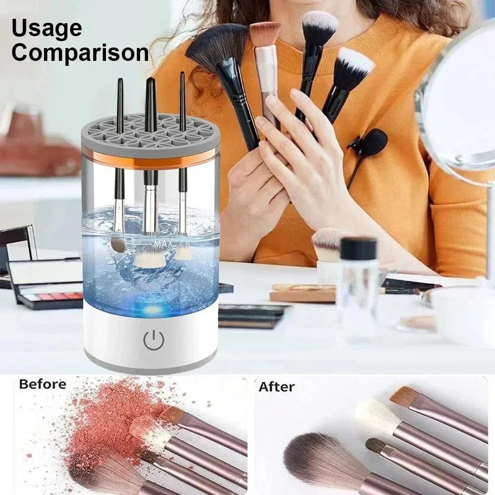 Nettoyeur électrique de pinceaux de maquillage 3-en-1 USB – Lavage et séchage rapide