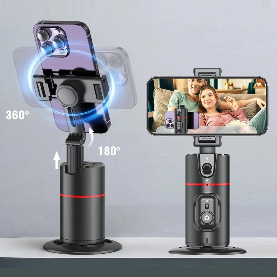 Trépied Intelligent à Suivi Automatique du Visage 360° – Support de Téléphone avec Contrôle par Gestes, Sans Application, Idéal pour Vidéos et Live Streaming