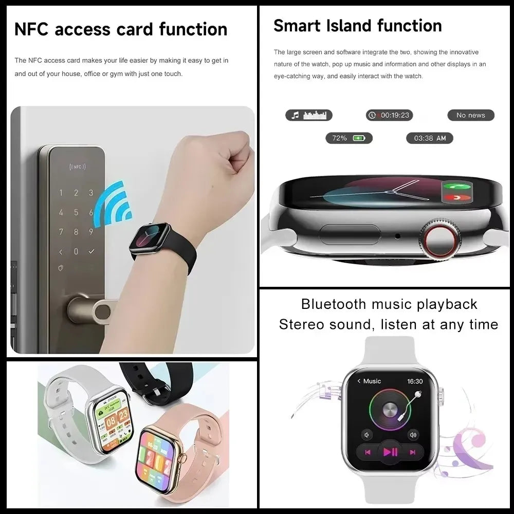 Montre Connectée GPS Série 10 – Appels Bluetooth, Musique & Vidéo, NFC, Étanche, Suivi Santé, Compatible Android & iOS