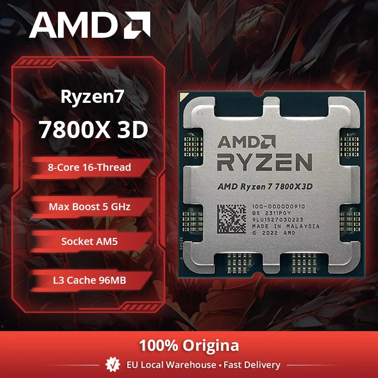 AMD Ryzen 7 7800X3D – Processeur Gaming 8 Cœurs, Socket AM5
