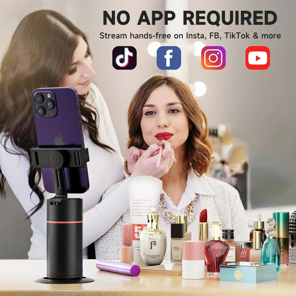 Trépied Intelligent à Suivi Automatique du Visage 360° – Support de Téléphone avec Contrôle par Gestes, Sans Application, Idéal pour Vidéos et Live Streaming