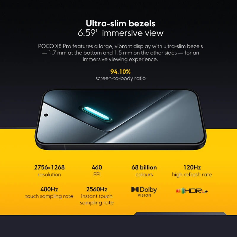 POCO X8 Pro – Smartphone 5G, 6500 mAh, Charge 100 W, Appareil photo 50 MP
