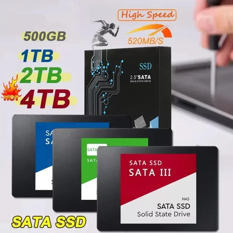 SSD SATA 2,5" Haute Vitesse – 500 Go, 1 To ou 2 To pour PC et ordinateur portable