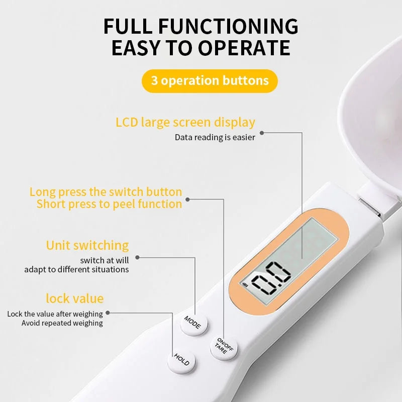 Balance de Cuisine Numérique à Cuillère – Écran LCD, Haute Précision 0,1 g à 500 g, pour Café, Farine, Lait et Épices
