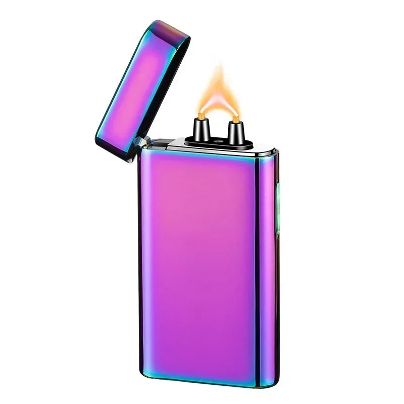Briquet Électrique à Arc Rechargeable USB-C – Briquet Coupe-Vent en Métal avec Écran LED, Allume-Bougie et Allume-Cigarette Portable