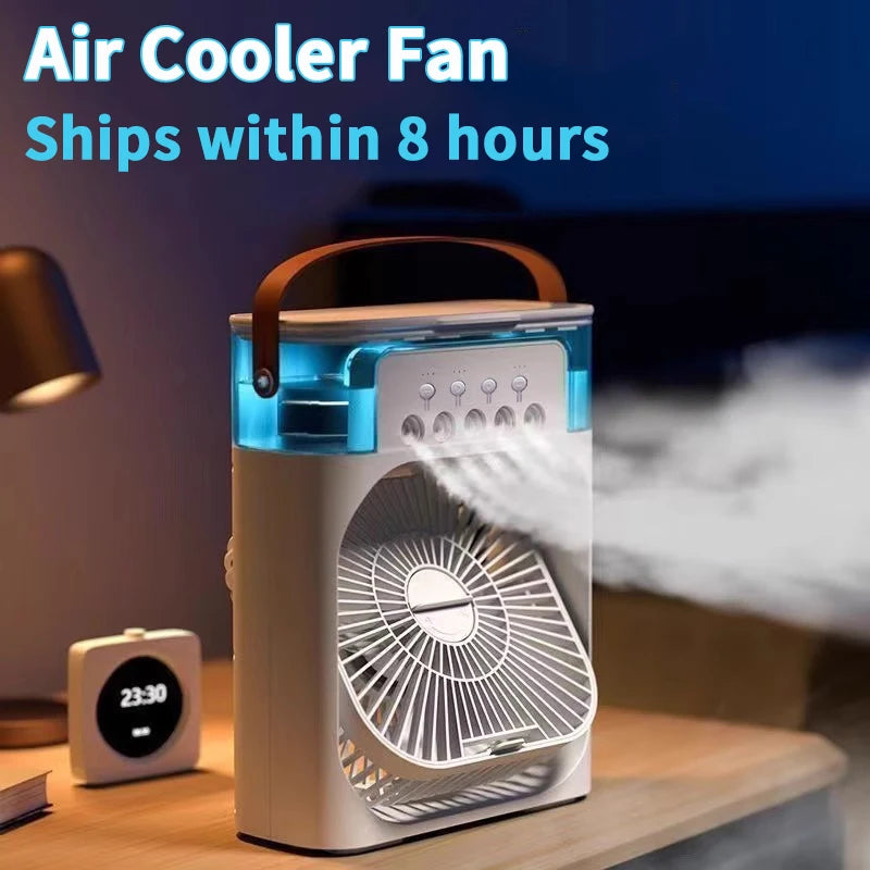 Mini climatiseur portable 3-en-1 – Ventilateur, humidificateur et refroidisseur d'air avec LED