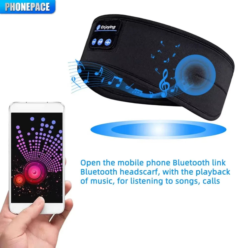 HOMEFISH Bandeau Bluetooth avec Écouteurs Sans Fil – Masque de Sommeil, Casque Audio Sport, Confortable pour Dormir, Voyager et Faire du Sport