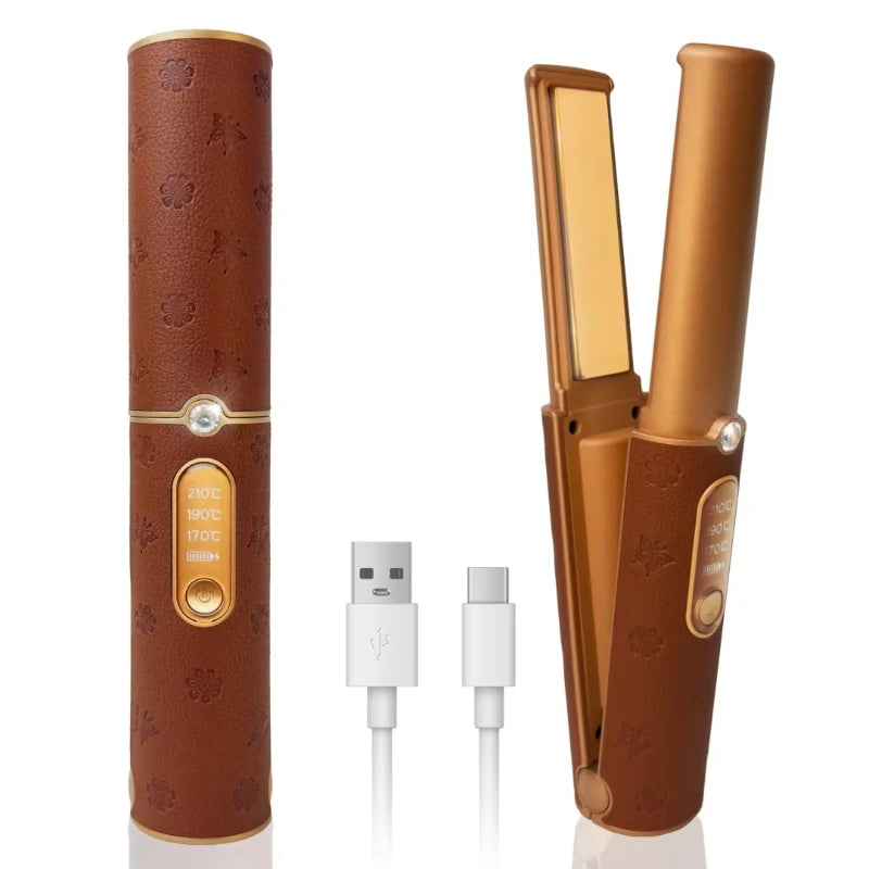 Lisseur sans fil en titane USB-C – Mini lisseur portable avec batterie 5000 mAh