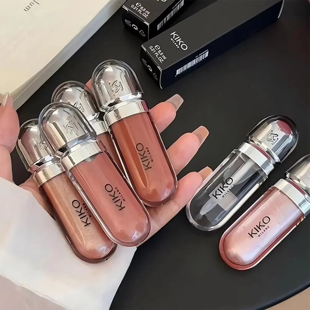 Gloss à Lèvres Effet Miroir 3D – Waterproof, Longue Tenue, Anti-Transfert, Finition Brillante, Teinte Rouge Rosé