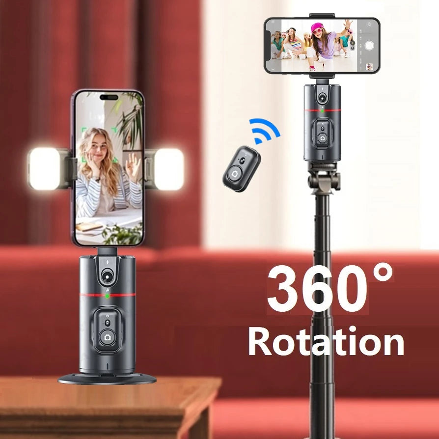 Trépied Intelligent à Suivi Automatique du Visage 360° – Support de Téléphone avec Contrôle par Gestes, Sans Application, Idéal pour Vidéos et Live Streaming