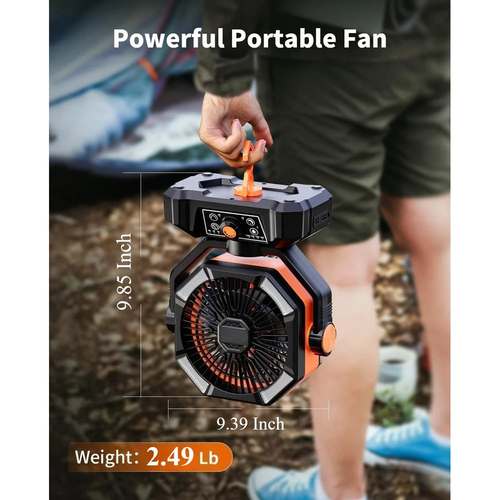 Ventilateur de camping 20 000 mAh avec LED – Portable et rechargeable
