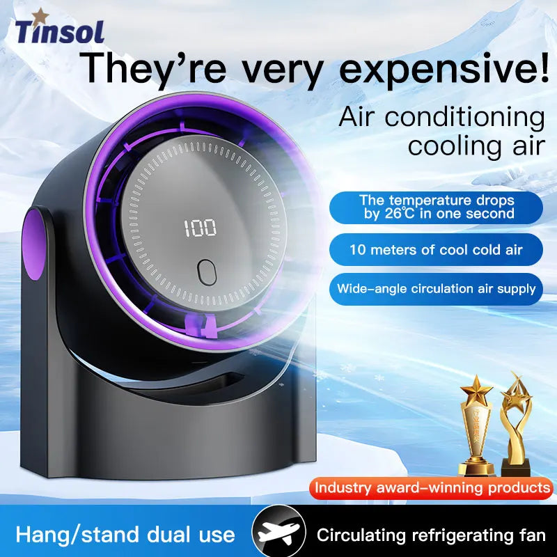 TINSOL Ventilateur Électrique Sans Fil – Ventilateur Portable Silencieux, Rechargeable, de Bureau et Mural pour Maison, Bureau et Chambre