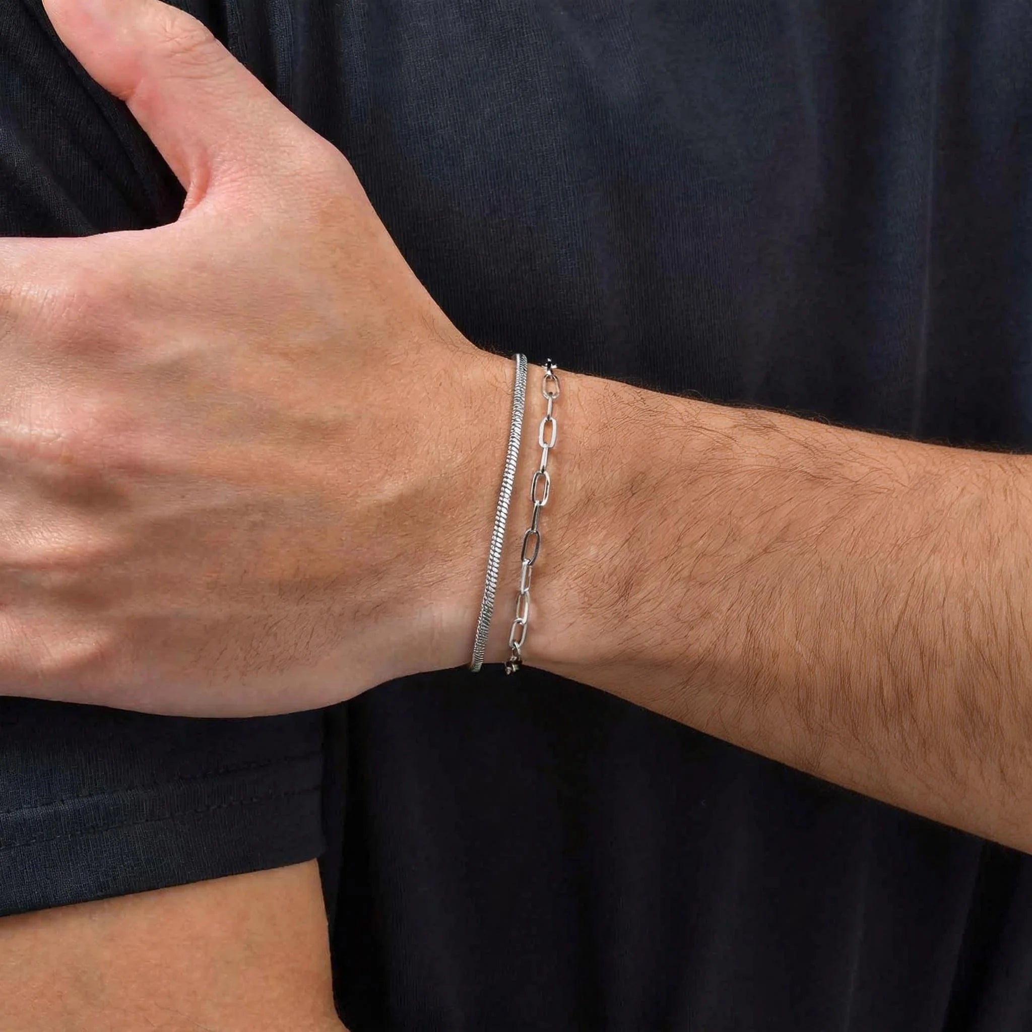 Lot de 3 Bracelets à Chaîne pour Homme – Acier Inoxydable Réglable, Style Minimaliste Hip-Hop